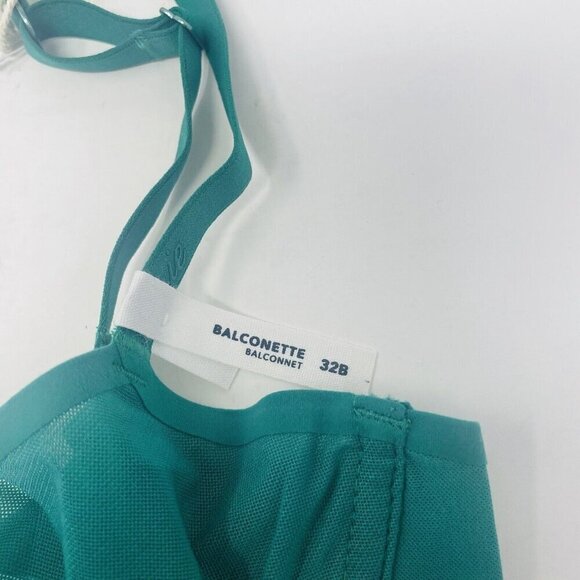 Aerie Smoothez Womens Size 32B Mesh Unlined Underwire Balconette Bra Green 2199 - Picture 3 of 9